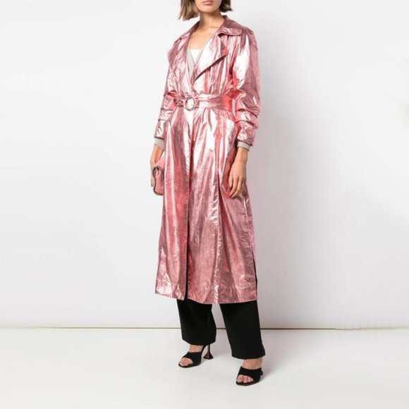 NWT Cinq à Sept Kianna metallic pink trench coat - Picture 11 of 14